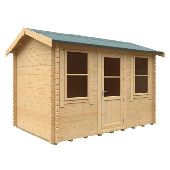 12x8w The Skipton Plus 44mm Cabin - L355 x W235 x H262.3 cm - Solid Wood/Softwood/Pine - Natural