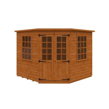 8 x 8 Feet Pentagon Cornerhouse 12mm Shed - Solid Wood/Softwood/Pine - L235 x W235 x H209 cm - Burnt Orange