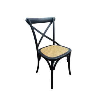 French Cross Back Chair - Wood - L46 x W49 x H88 cm - Black