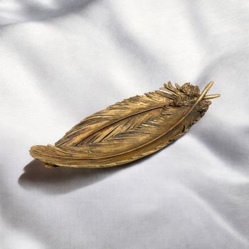 Decorative Leaf Design Tray/Platter - Resin - L43 x W17 x H6 cm - Gold Finish