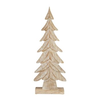 Carved Christmas Tree - Wood - L5 x W14 x H43 cm - Brown