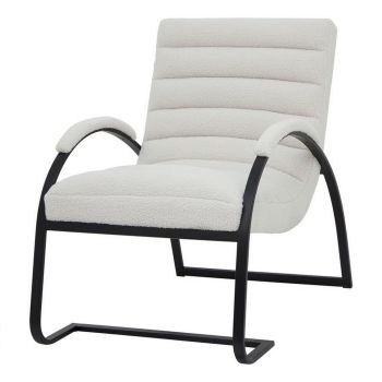 Boucle Ribbed Ark Chair - Metal - L96 x W63 x H90 cm - Black