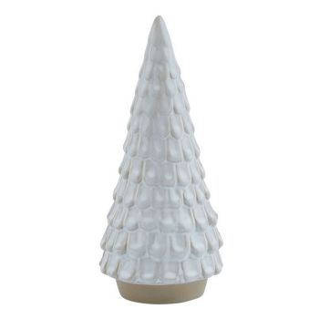 Snowy Spruce Tree - Ceramic - L8 x W8 x H18 cm - White