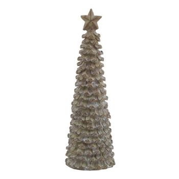 Medium Cedar Tree with Star - Resin - L8 x W8 x H26 cm - Beige