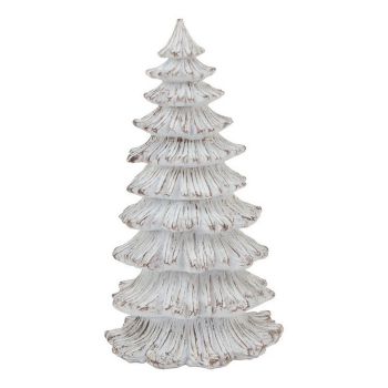 Medium Snowy Fir Tree Sculpture - Resin - L14 x W14 x H25 cm - White
