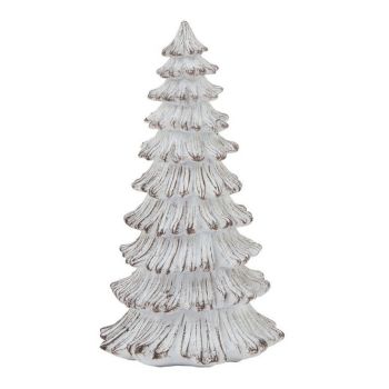 Small Snowy Fir Tree Sculpture - Resin - L10 x W10 x H17 cm - White