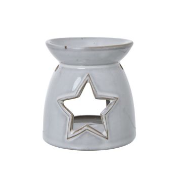 Star Cut-Out Wax Melt Tea light Holder - Ceramic - L10 x W10 x H11 cm - White