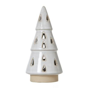 Small Cut-Out Tree with Led Lights - Ceramic - L7 x W7 x H15 cm - White