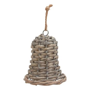 The Noel Collection Small Bell Decoration - Wicker - L6 x W6 x H8 cm - Brown