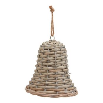 The Noel Collection Medium Bell Decoration - Wicker - L7 x W7 x H12 cm - Brown