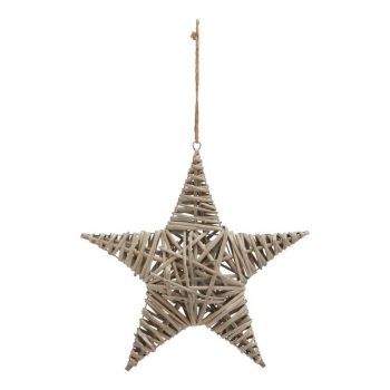 The Noel Collection Large Star Decoration - Wicker - L5 x W42 x H42 cm - Brown