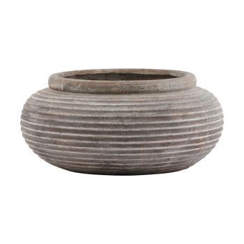 Siena Round Ribbed Planter - Ceramic - L41 x W41 x H19 cm - Brown