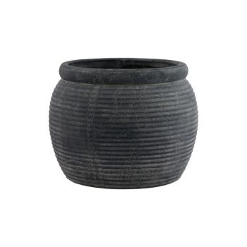 Amalfi Rimmed Plant Pot - Ceramic - L28 x W28 x H20 cm - Grey