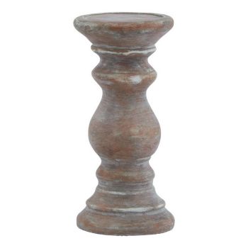 Siena Small Column Candle Holder - Ceramic - L10 x W10 x H20 cm - Brown