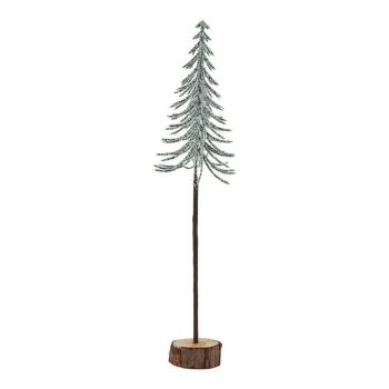 Large Snowy Spindle Tree in Wood Log - Plastic - Height 35 cm - Brown