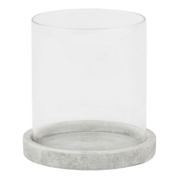Athena Stone Hurricane Lantern - Ceramic - L14 x W14 x H14 cm - White