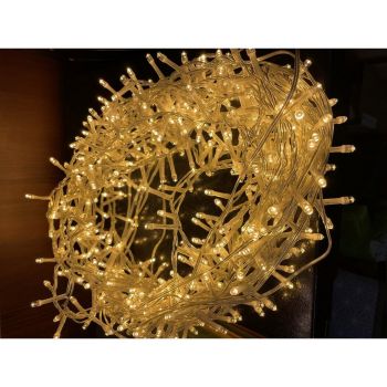 13.6 Meter/44 Feet 6In Plug in Led Warm Christmas String Light - Plastic - Height 1250 cm - White