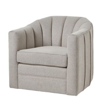 Lily Swivel Chair in Oatmeal Twill - Wood - L82 x W80 x H77 cm