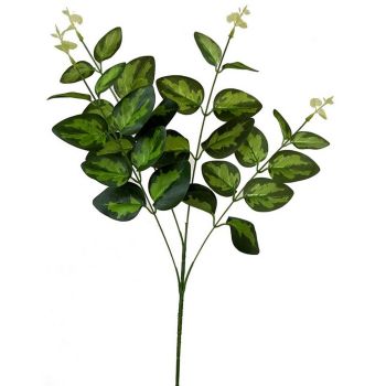 Variegated Leaf Spray (Single Stem Flower) - Plastic - L5 x W20 x H62 cm - Green