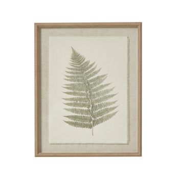 Bracken Art on Texture-Torn Paper with Beaded Frame - Glass/Wood - L2 x W40 x H50 cm
