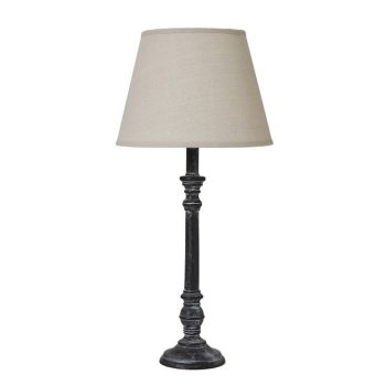 Isca Stem Flower Table Lamp with Linen Shade - Wood - L11 x W11 x H41 cm - Grey