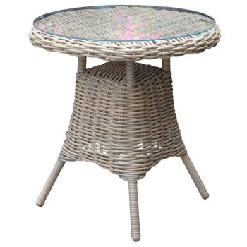Amalfi Collection Outdoor Bistro Table with Glass Top - Metal/Synthetic Fibre - L70 x W70 x H72 cm