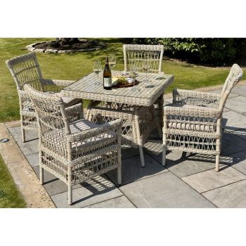 Provence Collection Outdoor 4 Seater Dining Set - Glass - Beige