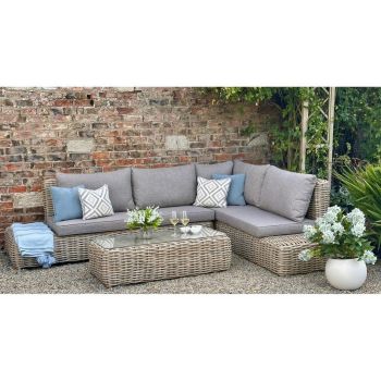 Amalfi Collection Outdoor Large Corner Set - Glass - L80 x W212 x H80 cm - Beige