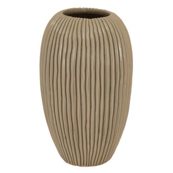 Pallida Collection Large Striped Vase - Ceramic - L19 x W19 x H33 cm - Brown