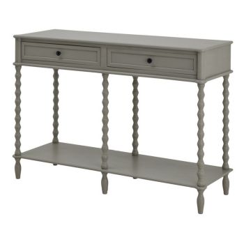 The Camden Collection Large Two Drawer Console Table - Wood - L40 x W120 x H81 cm - Grey