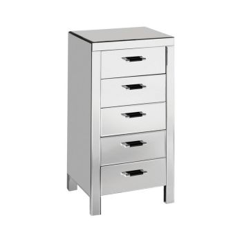 Five Drawers Mirrored Drawer Chest - Wood/Glass - L41 x W51 x H100 cm - Silver