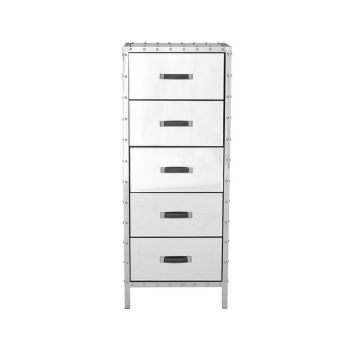 Rivet Chest - Metal/Glass - L34 x W48 x H120 cm - Silver