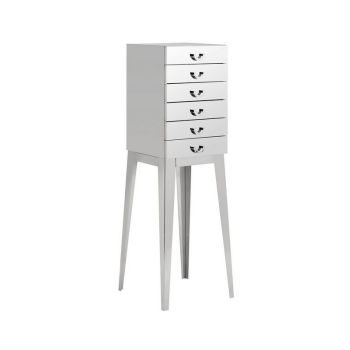 Allure 6 Drawer Chest - Metal - L42 x W40 x H140 cm - Silver