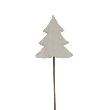Whitewashed Rustic Tree on Stand - Metal - L9 x W12 x H44 cm - White