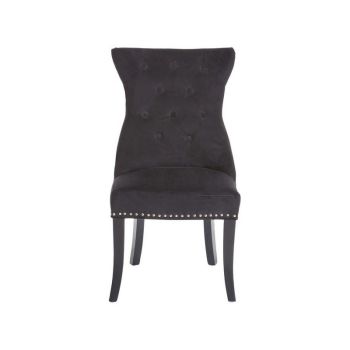 Regents Park Cotton Velvet Dining Chair - Wood/Textile/Synthetic - L60 x W50 x H96 cm - Black