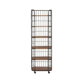 New Foundry 6 Tier Shelf Unit - Metal/Wood - L41 x W61 x H191 cm - Black/Natural