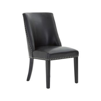 Rodeo Leather Effect Dining Chair - Synthetic/Wood - L68 x W54 x H97 cm - Black