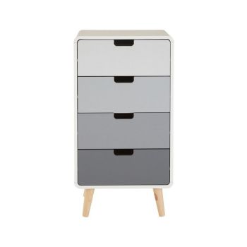 Milo Four Drawer Cabinet - Wood - L48 x W38 x H89 cm - White/Grey