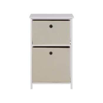 Lindo 2 Drawers Cabinet - Wood/Textile - L40 x W29 x H63 cm - Natural Coloured Fabric