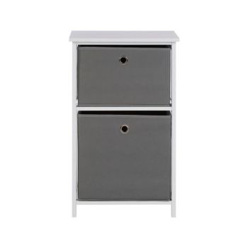 Lindo 2 Drawers Cabinet - Wood/Textile - L40 x W29 x H63 cm - Grey Coloured Fabric