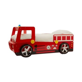 Kids Fire Engine Bed - Metal/Wood/Textile - L214 x W98 x H112 cm - Red