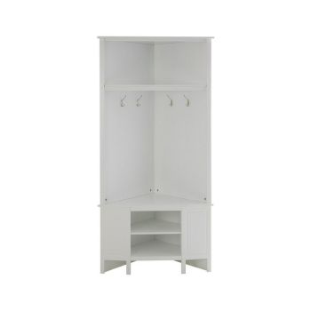 Portland Corner Coat Stand with Bench - Wood - L46 x W85 x H173 cm - White