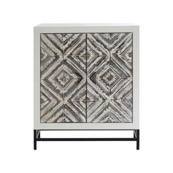 Lombok 2 Door Cabinet - Metal/Wood - L40 x W80 x H96 cm - White