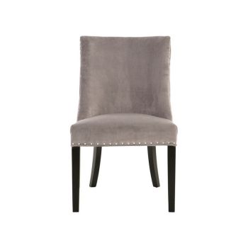 Regent Park Velvet with Curly Back Dining Chair - Synthetic/Textile/Wood - L66 x W56 x H94 cm - Grey