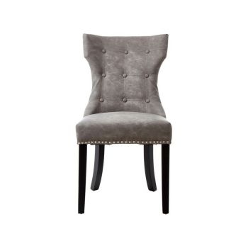 Daxton Leather Effect Dining Chair - Wood/Synthetic/Textile - L68 x W55 x H96 cm - Grey
