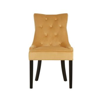 Daxton Velvet Dining Chair - Synthetic/Textile/Wood - L62 x W55 x H93 cm - Black/Natural