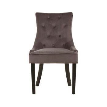 Daxton Storm Velvet Dining Chair - Wood/Synthetic/Textile - L62 x W55 x H93 cm - Black/Grey