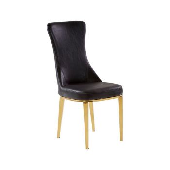 Forli Dining Chair - Synthetic/Metal/Synthetic - L50 x W47 x H90 cm - Black/Gold