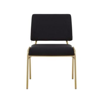 Lexa Linen Dining Chair - Textile/Metal - L45 x W53 x H80 cm - Black/Gold