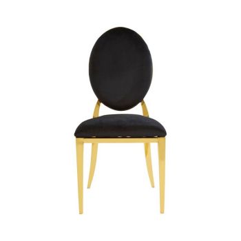 Sarita Stackable Dining Chair - Textile/Wood/Metal/Synthetic - L55 x W47 x H92 cm - Black/Gold